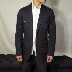 Express Men's Jacket/Blazer - Navy Textured XS